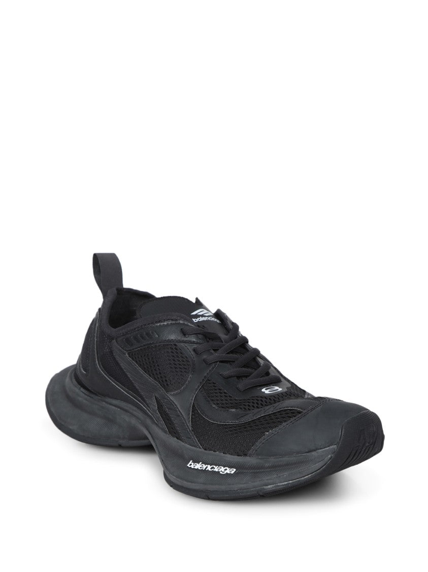 Balenciaga Black Mesh Leather Sneakers