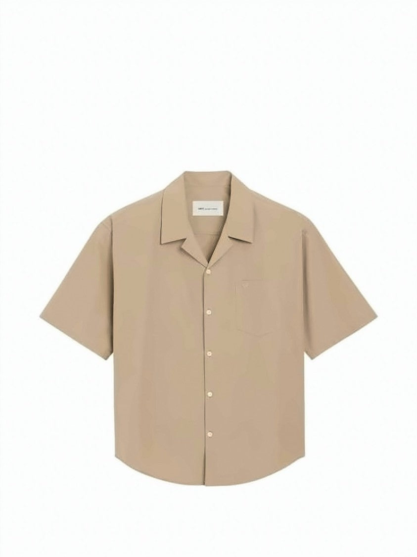 Ami Paris Boxy Short-Sleeve Shirt With Camp Collar