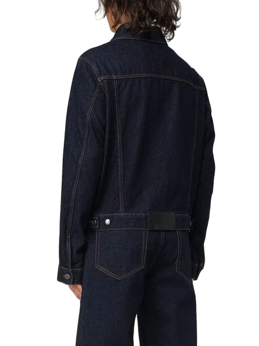 Msgm Classic Blue Denim Jacket With Structured Silhouette
