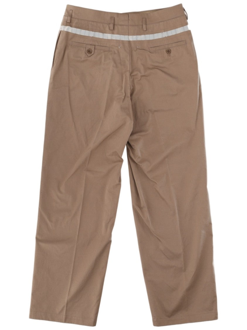 Maison Margiela Brown Wide-Leg Cotton Pants With Relaxed Fit And Horizontal Stripe
