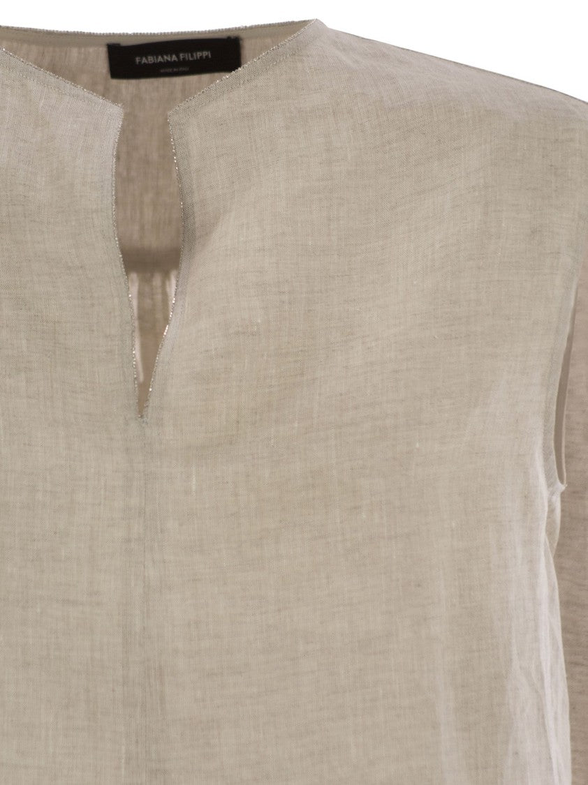 Fabiana Filippi Sleeveless Linen Top With Gathered Back