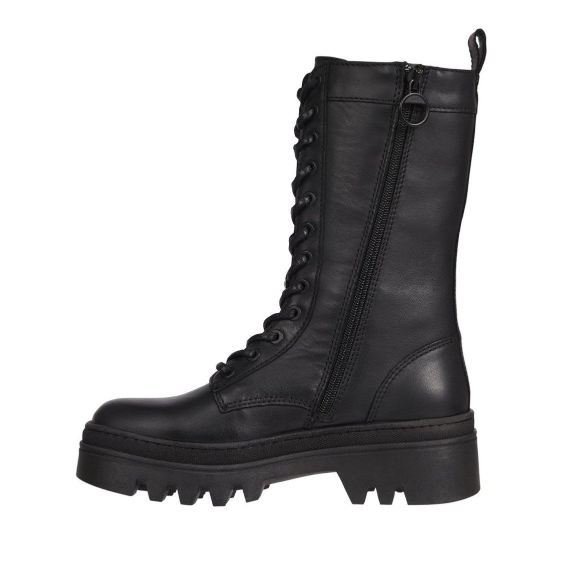 Tommy Jeans Twelve Black Sleek Lace-Up Leather Boots