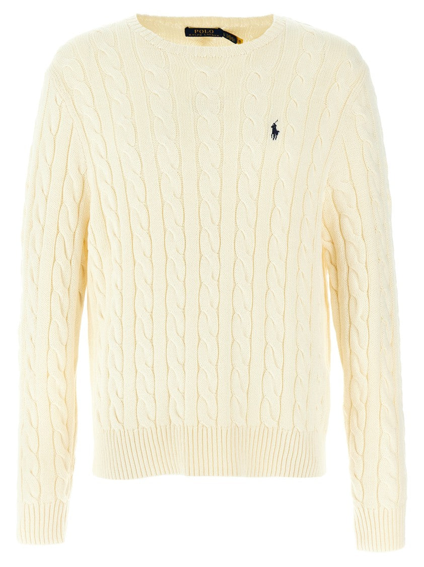 Polo Ralph Lauren Cable-Knit Cotton Sweater With Logo Embroidery
