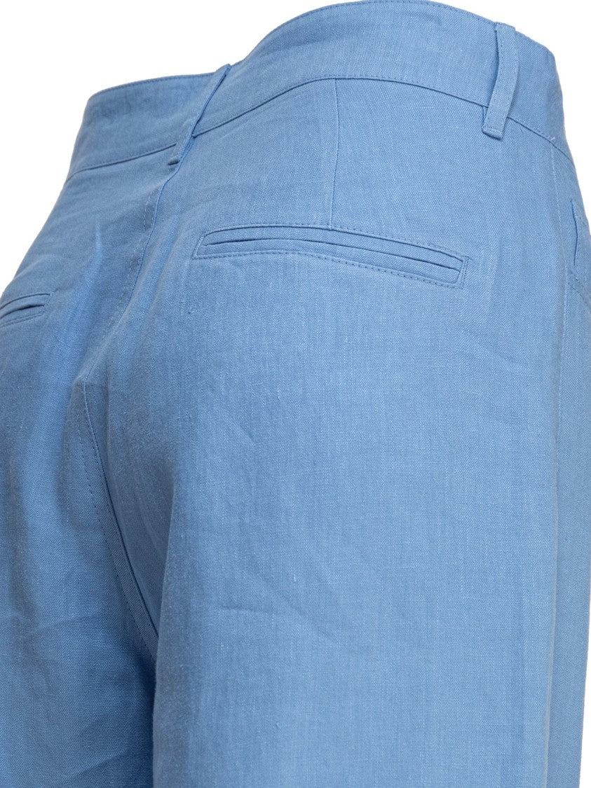 Max Mara Relaxed Straight-Leg Trousers In Light Blue Linen