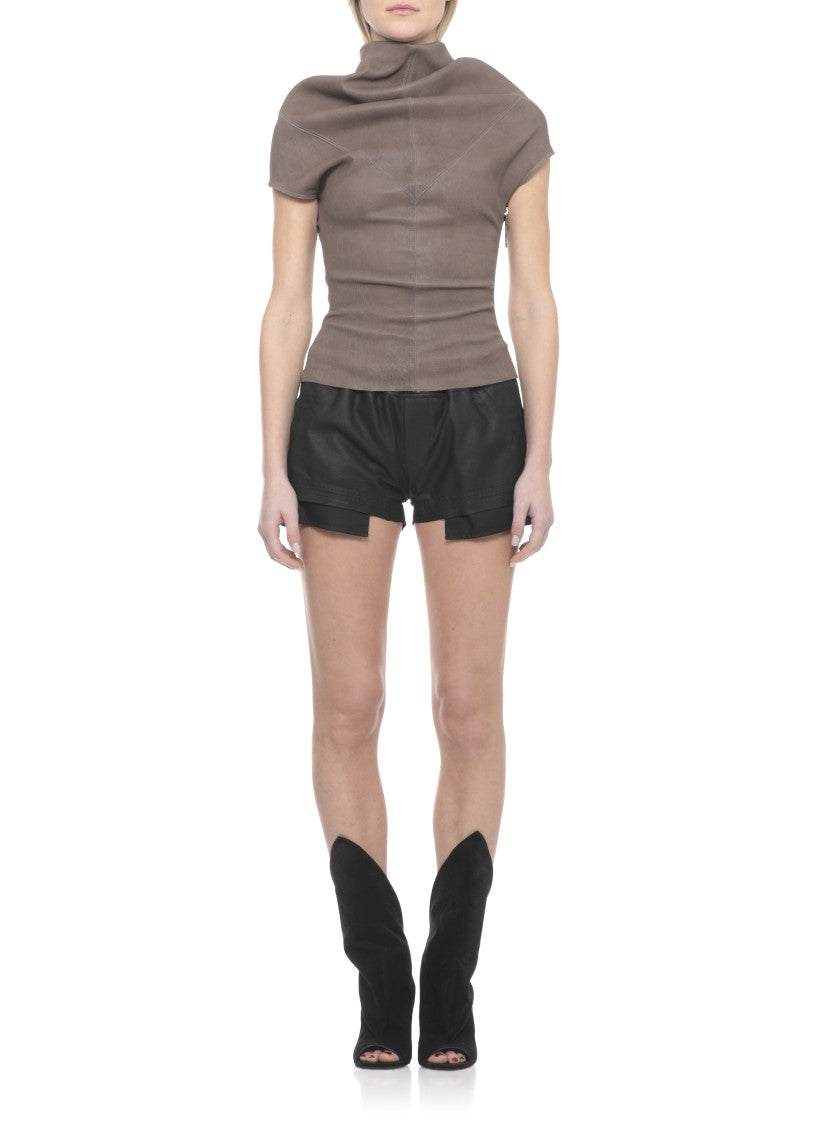 Rick Owens Brown High Neck Shroud Top