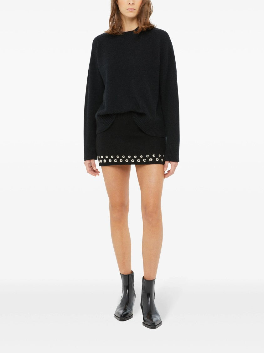 Alanui Black Love And Studs Wool Mini Skirt