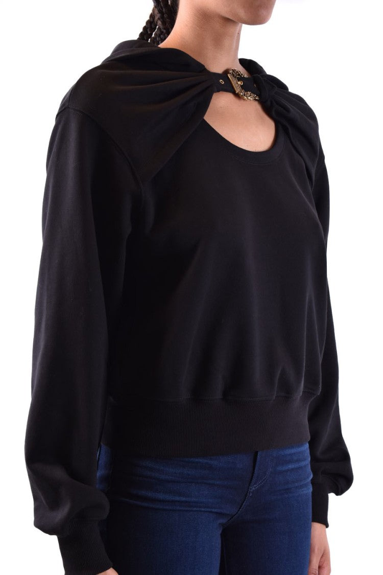 Versace Jeans Couture Cropped Black Sweatshirt With Cape Detail