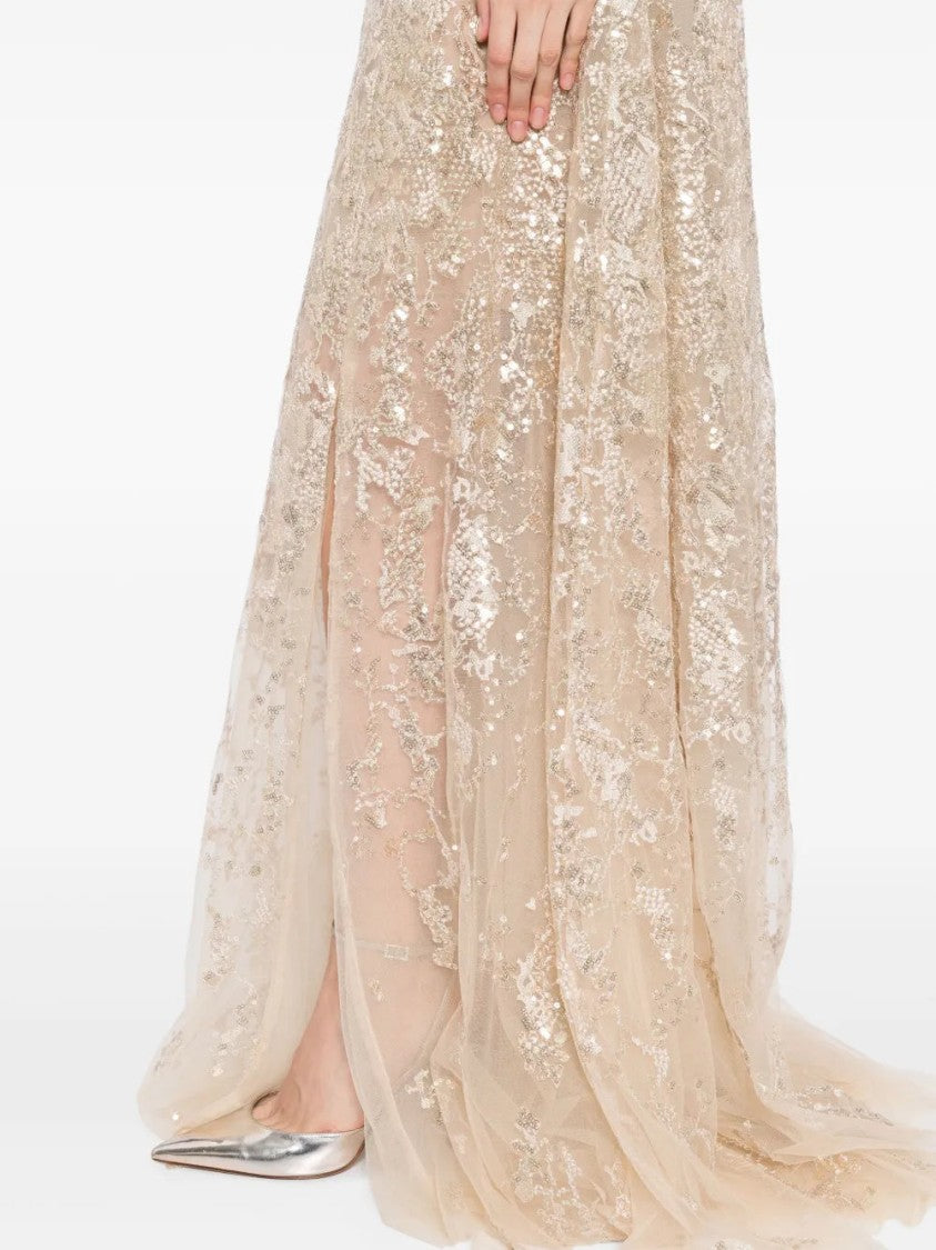 Saiid Kobeisy Off-Shoulder Long Embroidered Dress