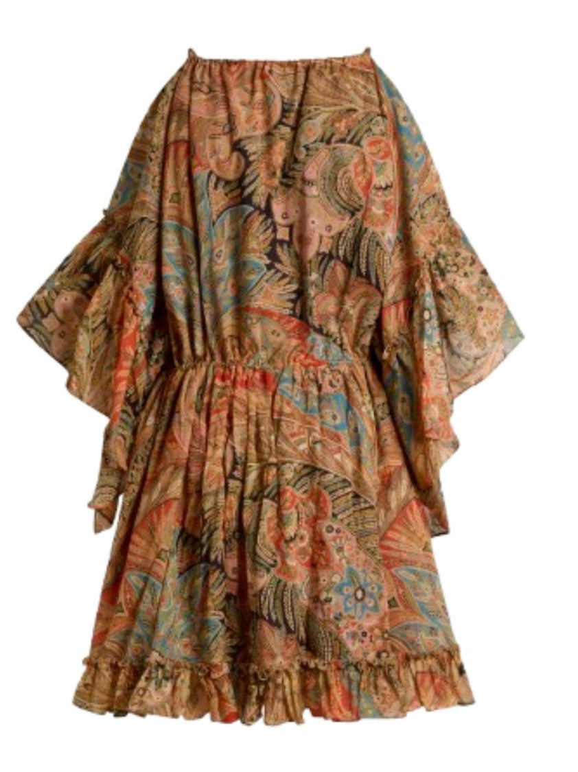 Etro Off-The-Shoulder Mini Dress With Ruffled Sleeves