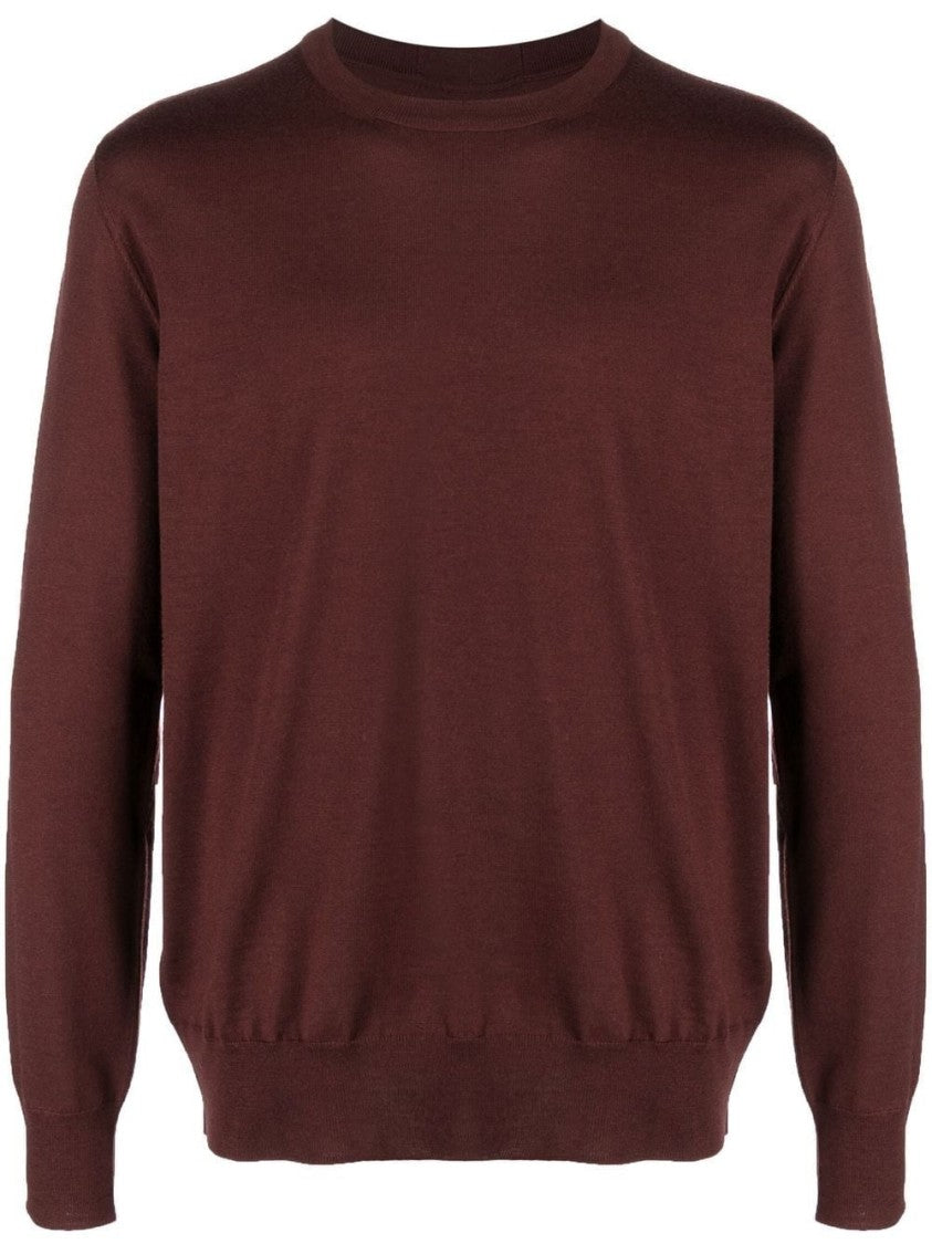 Jil Sander Classic Brown Wool Sweater With Ribbed Finish