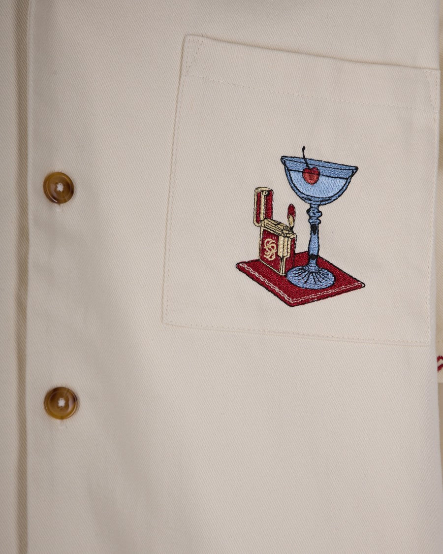 Drôle De Monsieur Short-Sleeved Casual Shirt With Intricate Embroidery