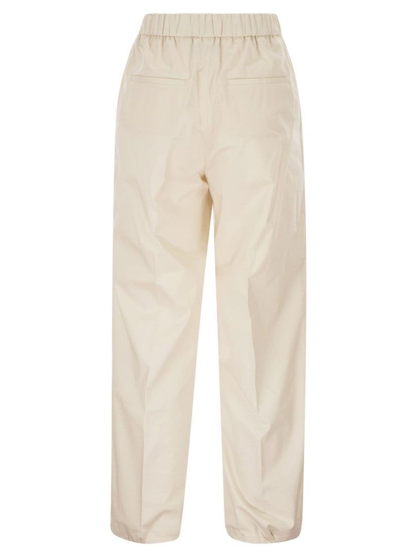 Peserico Loose-Fitting Stretch Cotton Trousers With Elasticated Waistband