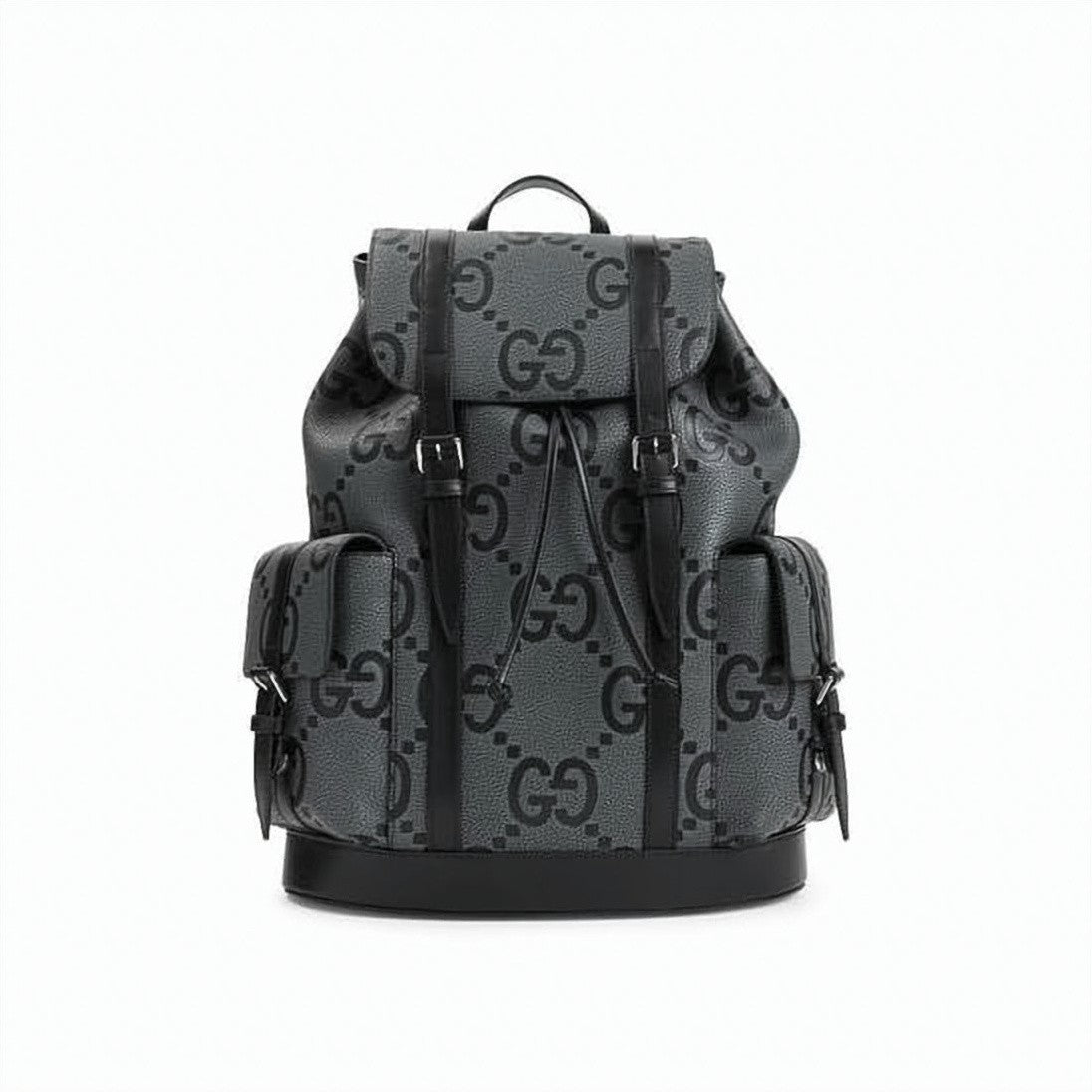 Gucci Monogram-Pattern Leather Backpack With Buckle Closure