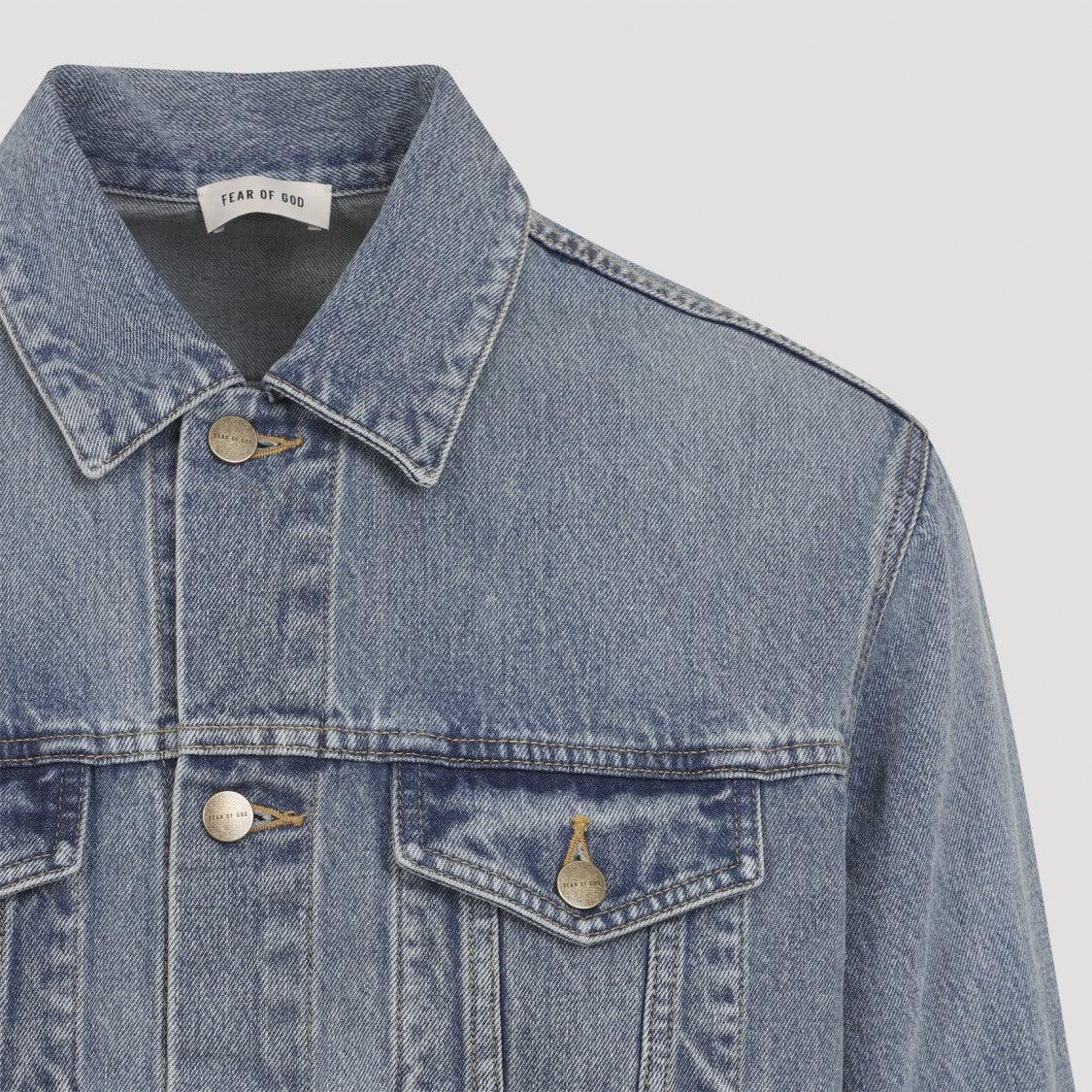 Fear Of God Light Indigo Blue Cotton Trucker Jacket With Overwashed Effect