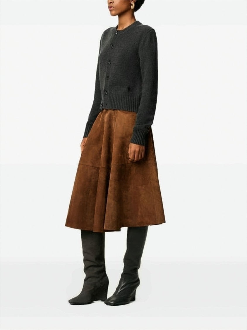 Ami Paris Cropped Cashmere-Wool Cardigan With Button Front