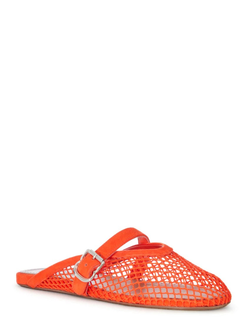 Alaïa Orange Suede Mesh Flat Mules