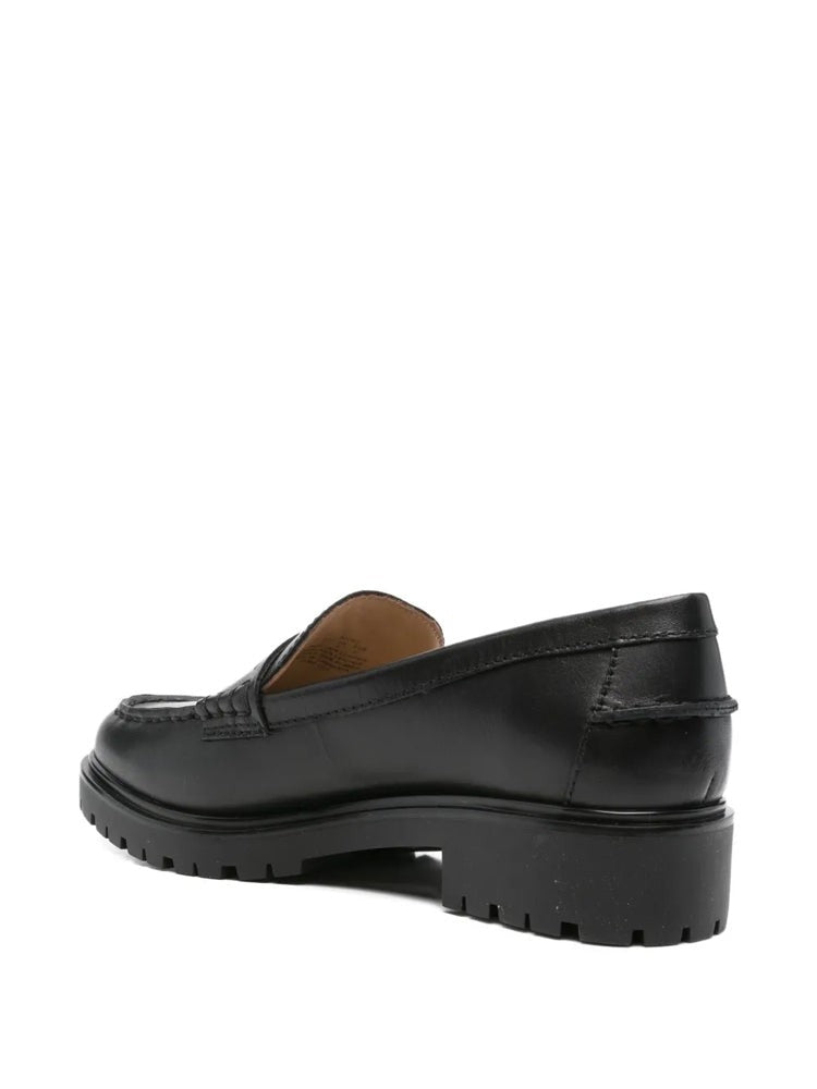 Lauren Ralph Lauren Black Leather Metallic Detail Loafers