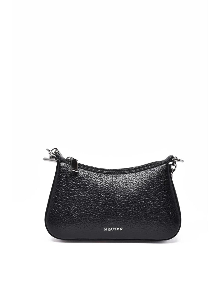 Alexander Mcqueen Black Leather Chain Shoulder Bag