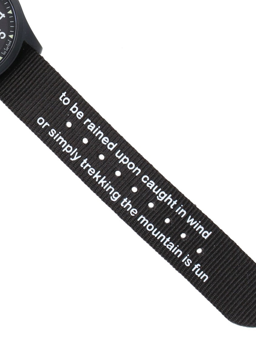 And Wander Black Stainless Steel Expedition Fabric Watch
