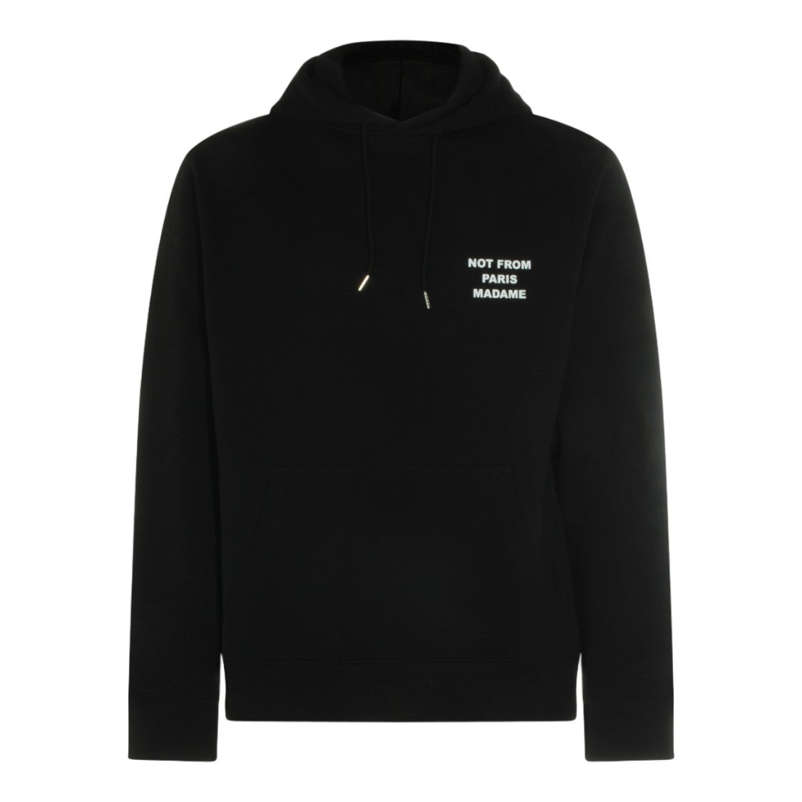 Drôle De Monsieur Minimalist Black Hoodie With Embroidered Text