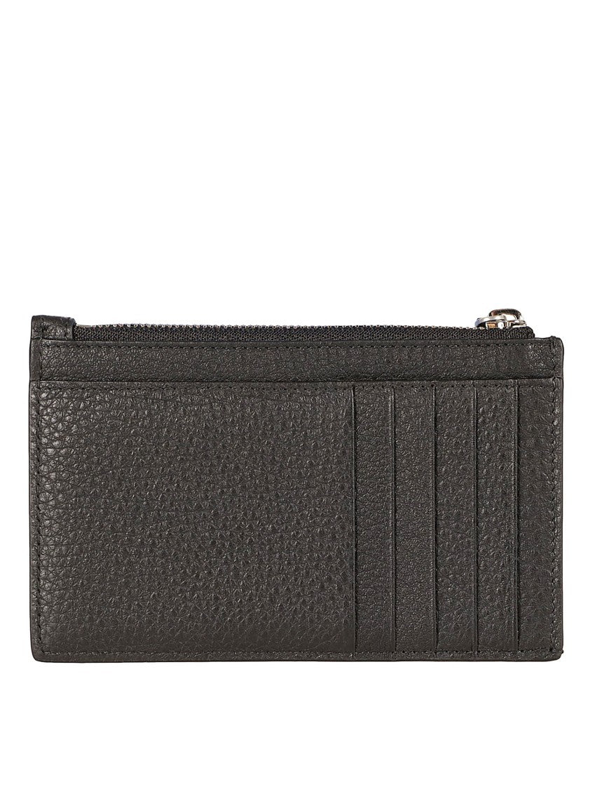 Balenciaga Textured Calfskin Leather Wallet With Zippered Compartment