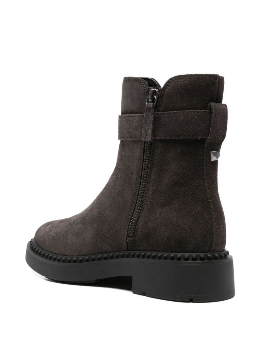 Ash Soft Suede Ankle Boots With Buckle Detail