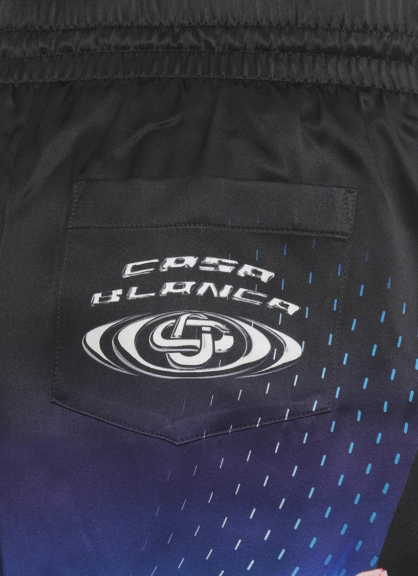 Casablanca Black Orchid Racer Silk Shorts