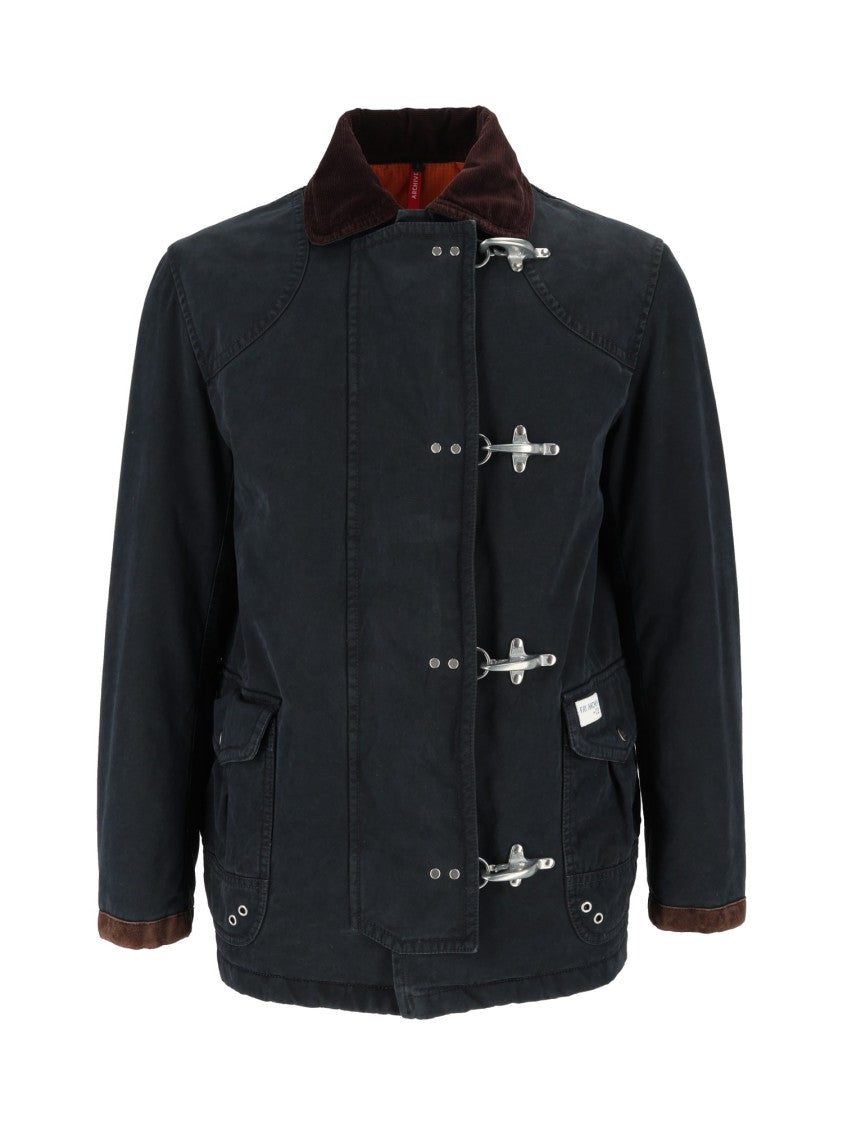 Fay Washed Cotton 4 Ganci Calf Suede Collar Jacket