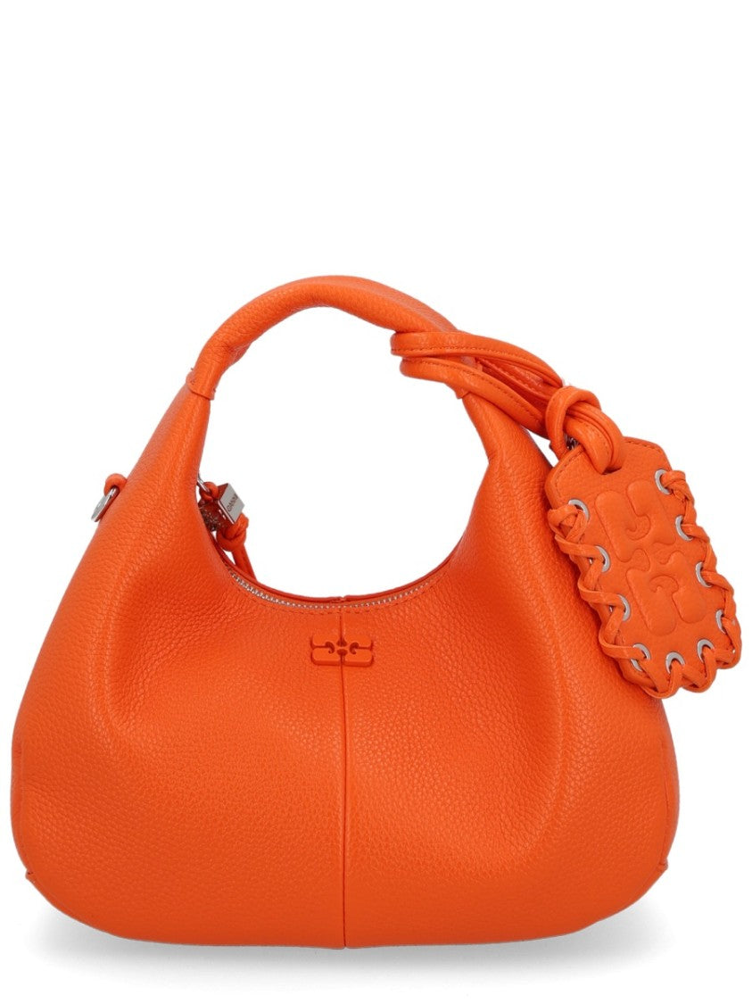 Ganni Pebbled Texture Orange Handbag
