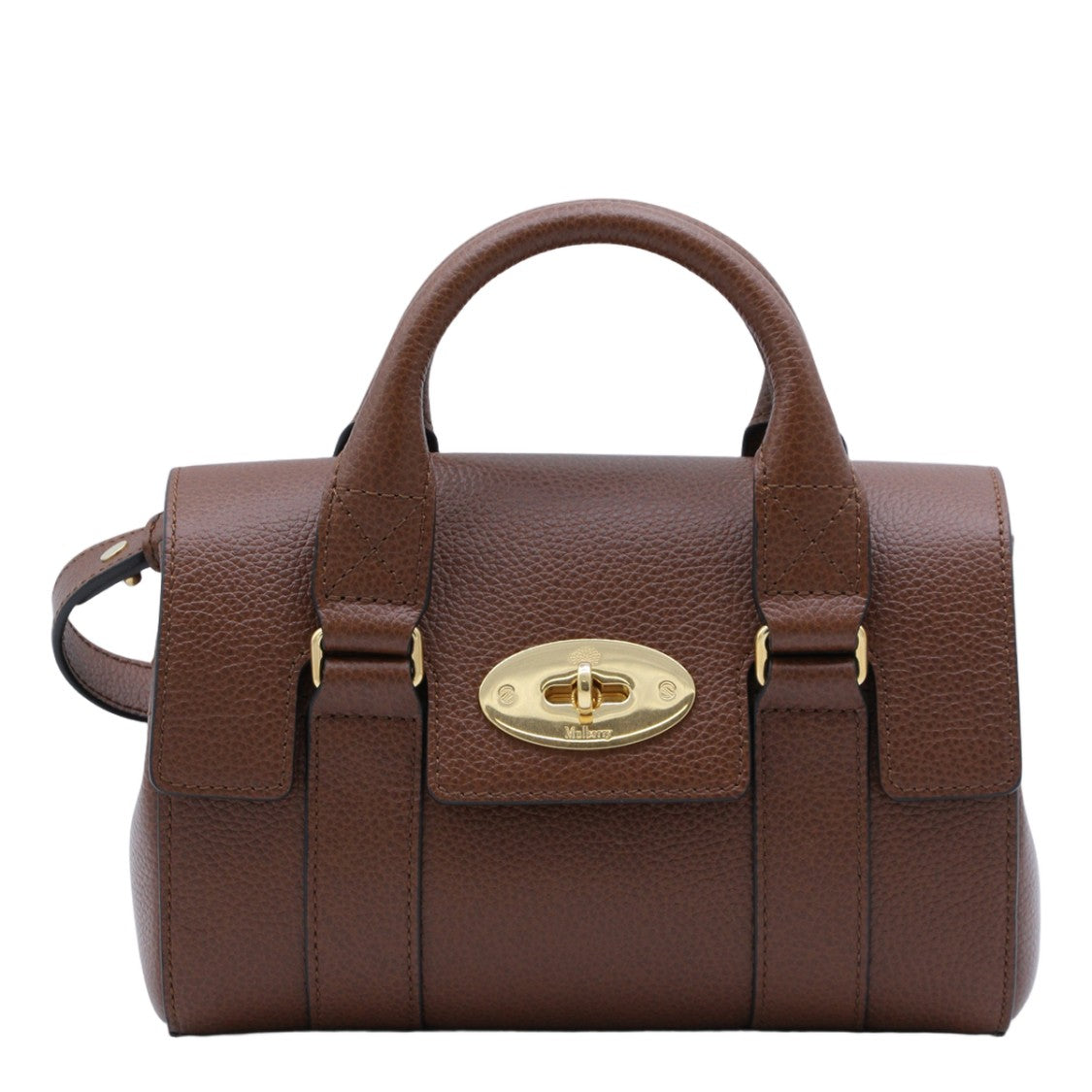 Mulberry Structured Handbag In Rich Brown Pebbled Leather With Gold-Tone Accents
