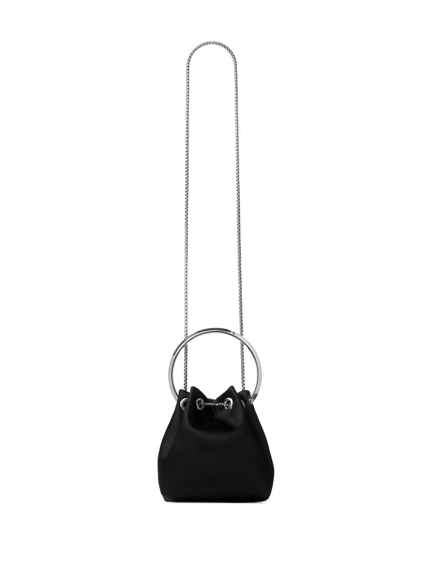 Jimmy Choo Small Satin Bucket Bag With Silver Chain Tassels