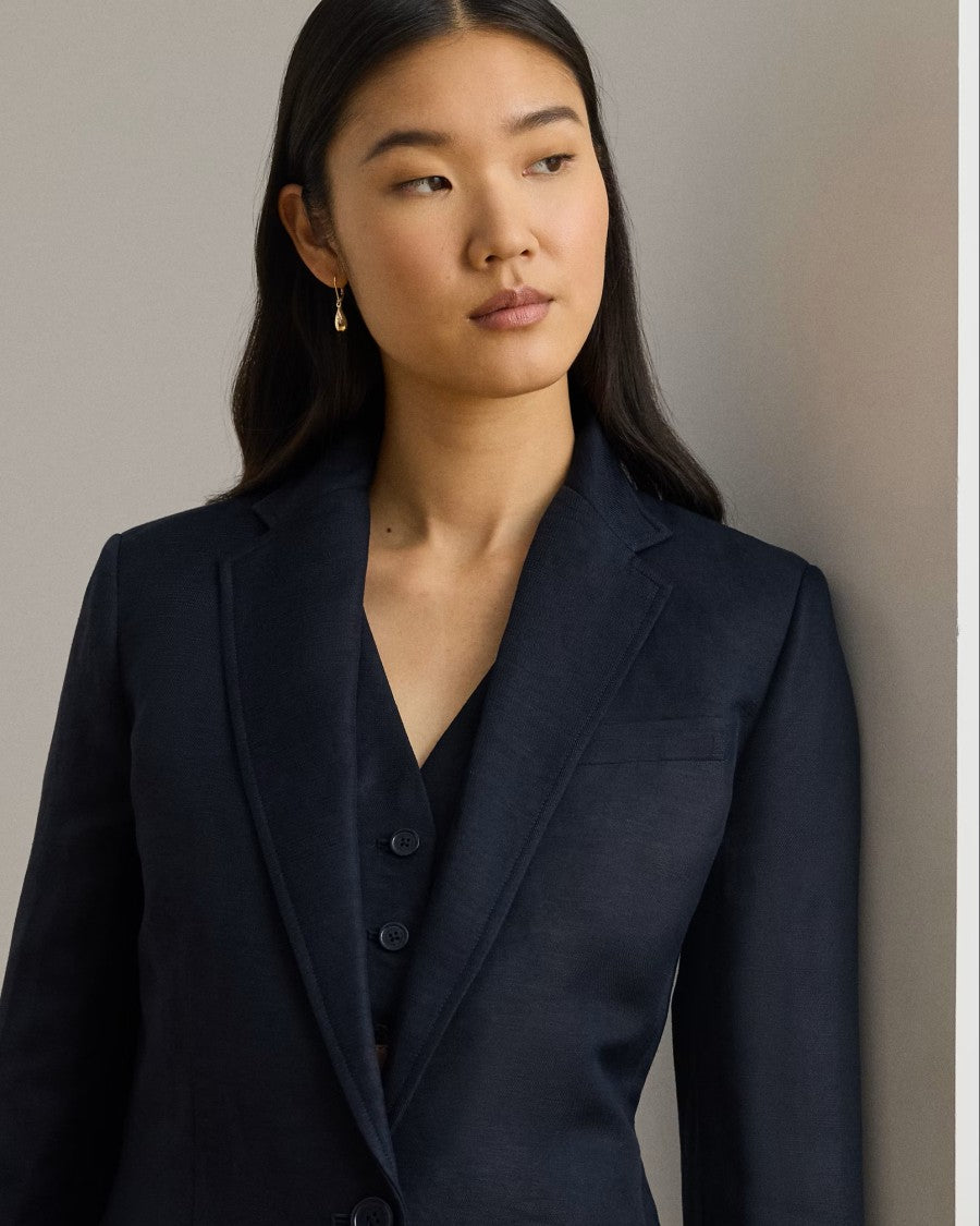 Lauren Ralph Lauren Navy Blue Light Linen Blazer Jacket