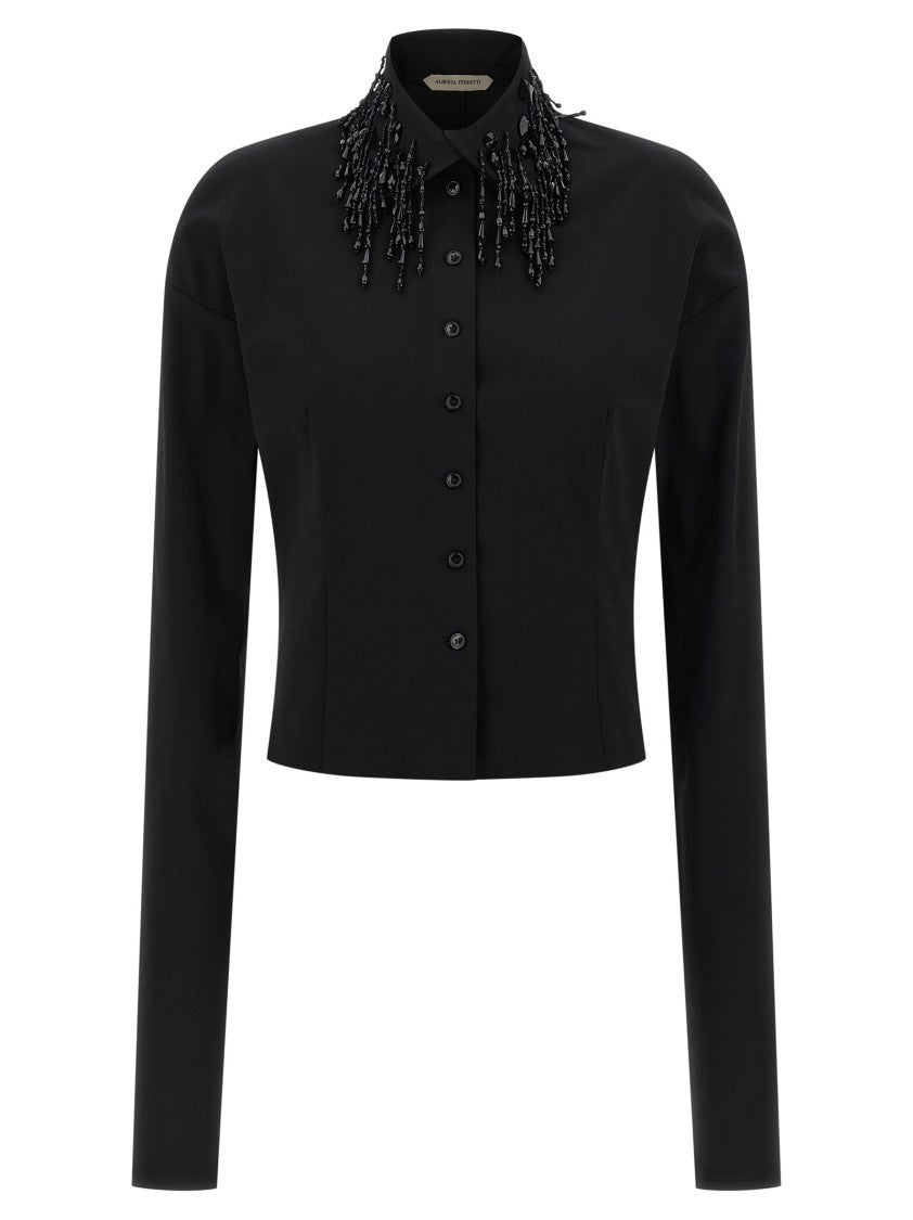 Alberta Ferretti Fitted Stretch Wool Blend Shirt