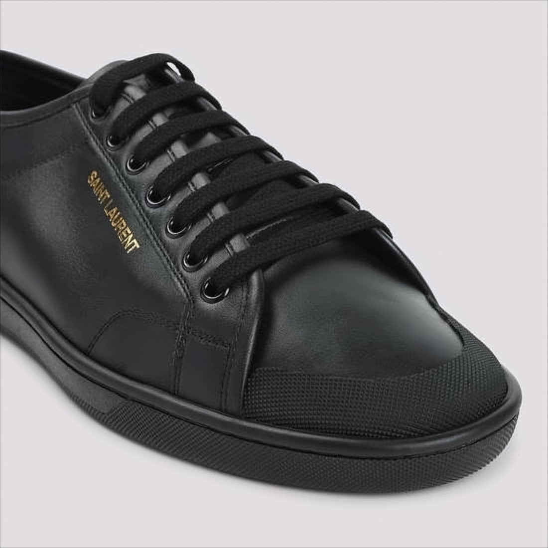 Saint Laurent Minimalist Black Calf Leather Low-Top Sneakers
