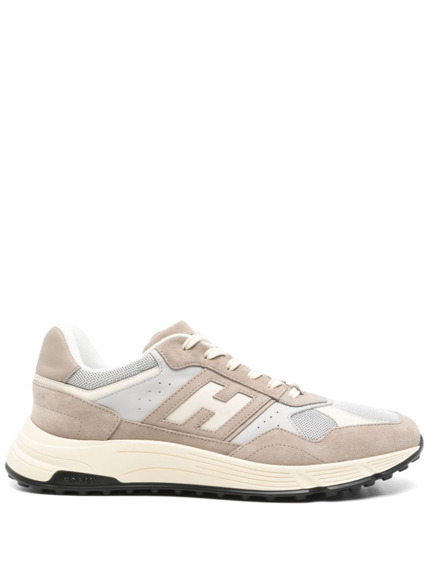 Hogan Textured Beige Sneakers With Suede And Mesh Combination