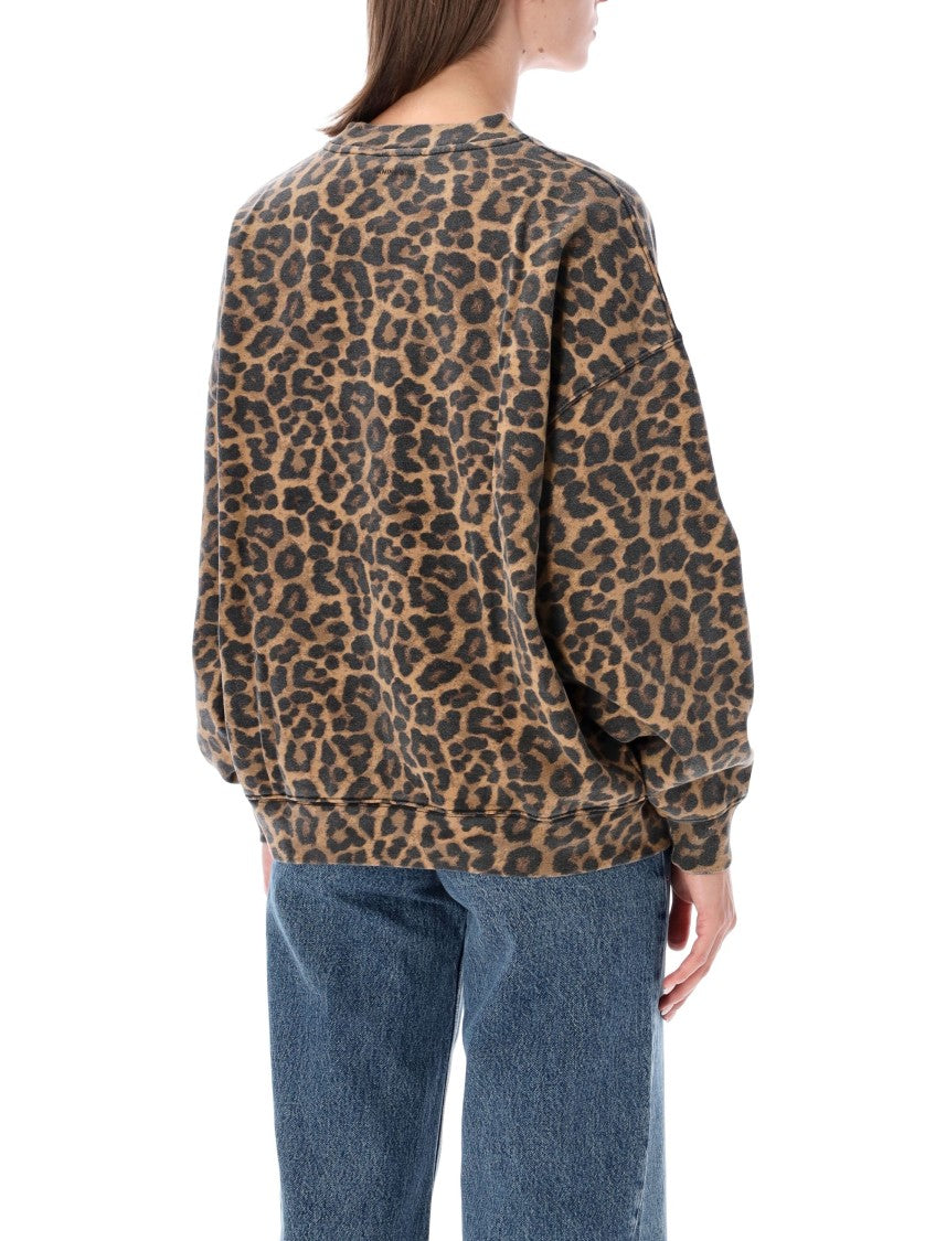 Anine Bing Miles Leopard Cotton Sweatshirt