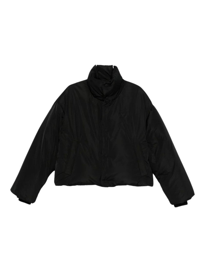 Ami Paris Padded Black Bomber Jacket With High Neck