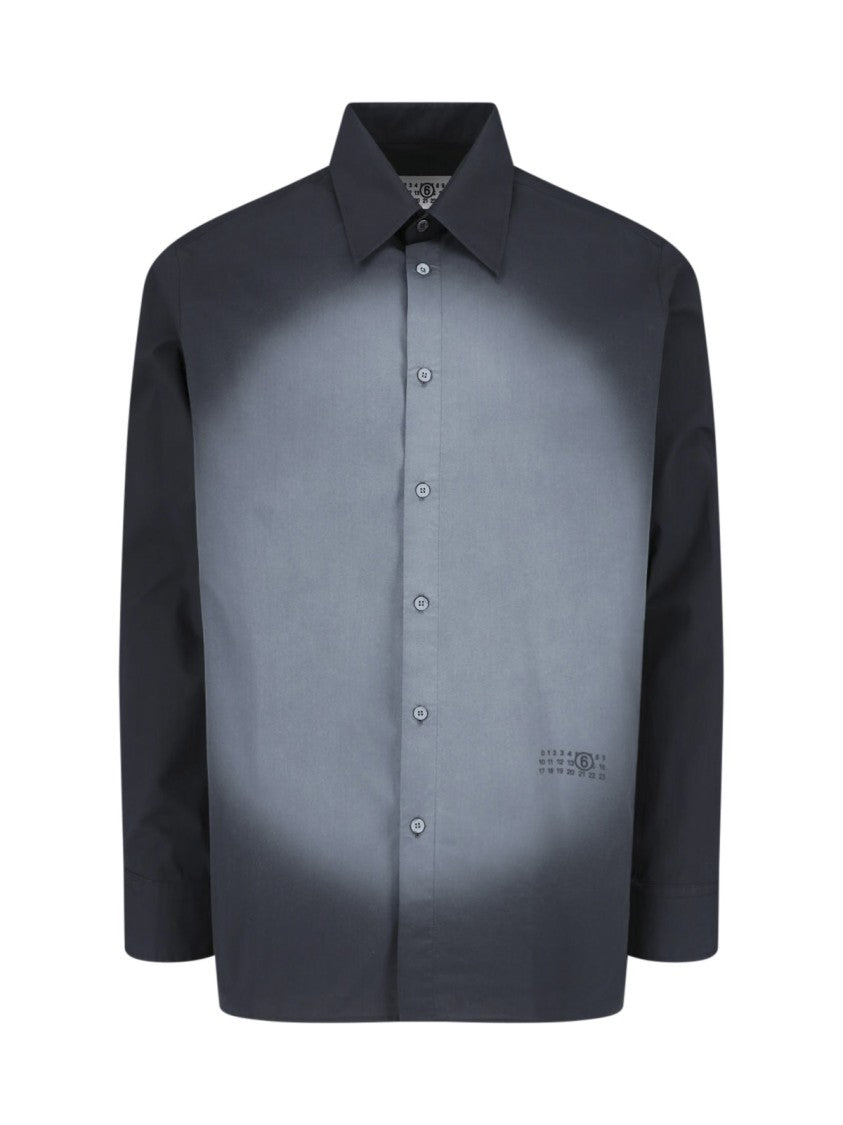 Mm6 By Maison Margiela Black Spray Print Cotton Logo Shirt