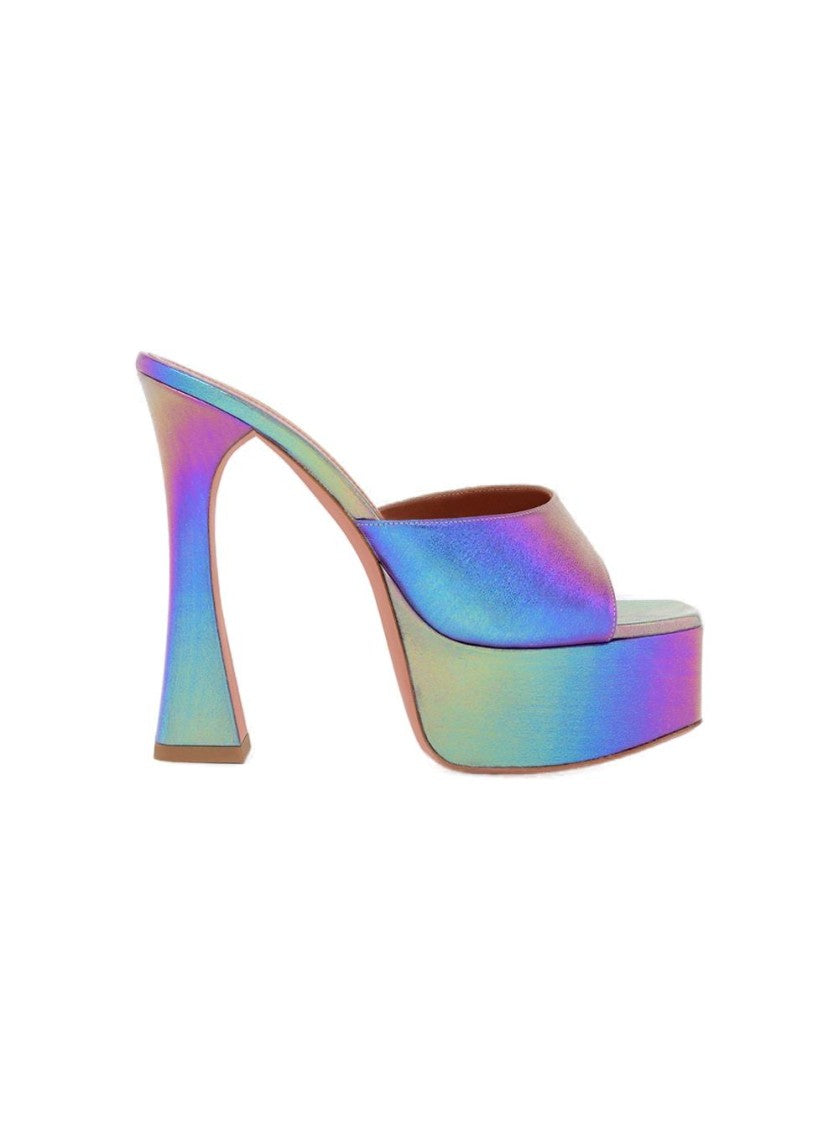 Amina Muaddi Dalida Platform Sandals Metallic Nappa