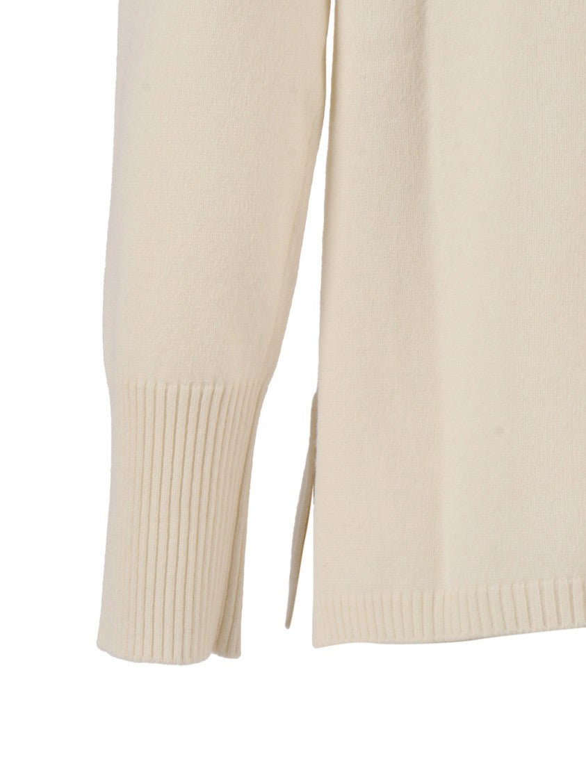 Kangra Cashmere Boat Neck Knit Top With Intricate Trim