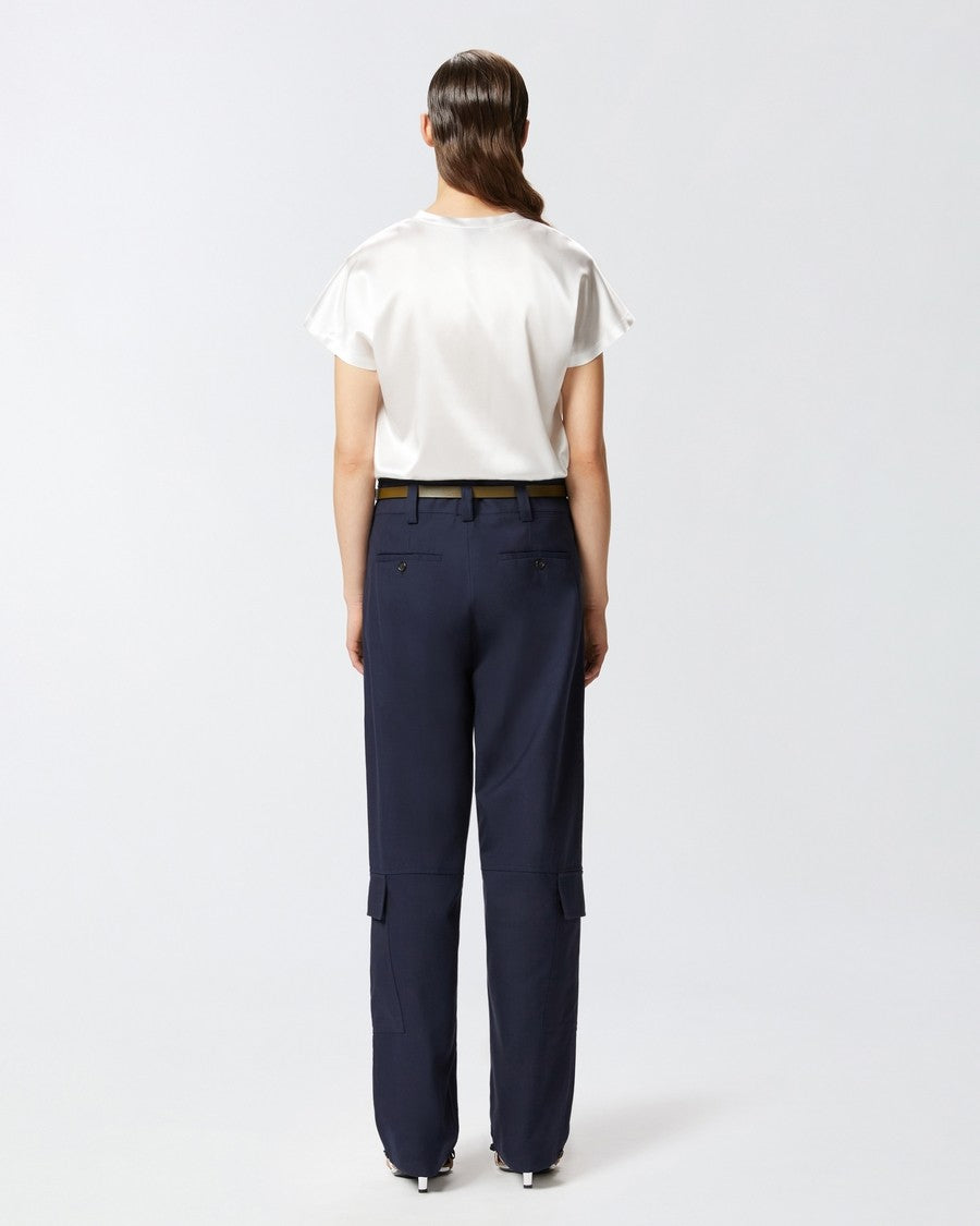 Pinko Relaxed Fit White Silk-Elastan Blend Shirt