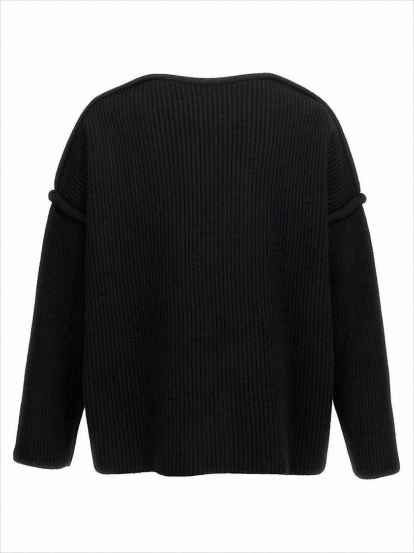 Jil Sander Boxy Oversized Black Wool Sweater