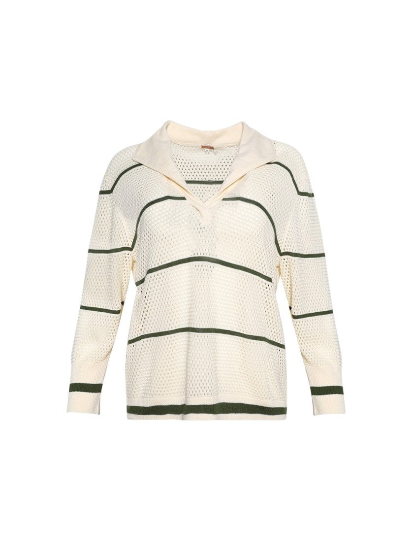 Johanna Ortiz Poca Vela Top Ecru And Green