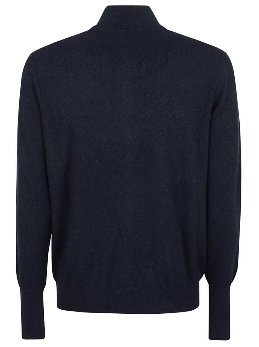 Ballantyne Fitted Cashmere Full Zip Cardigan With Ribbed Detailing