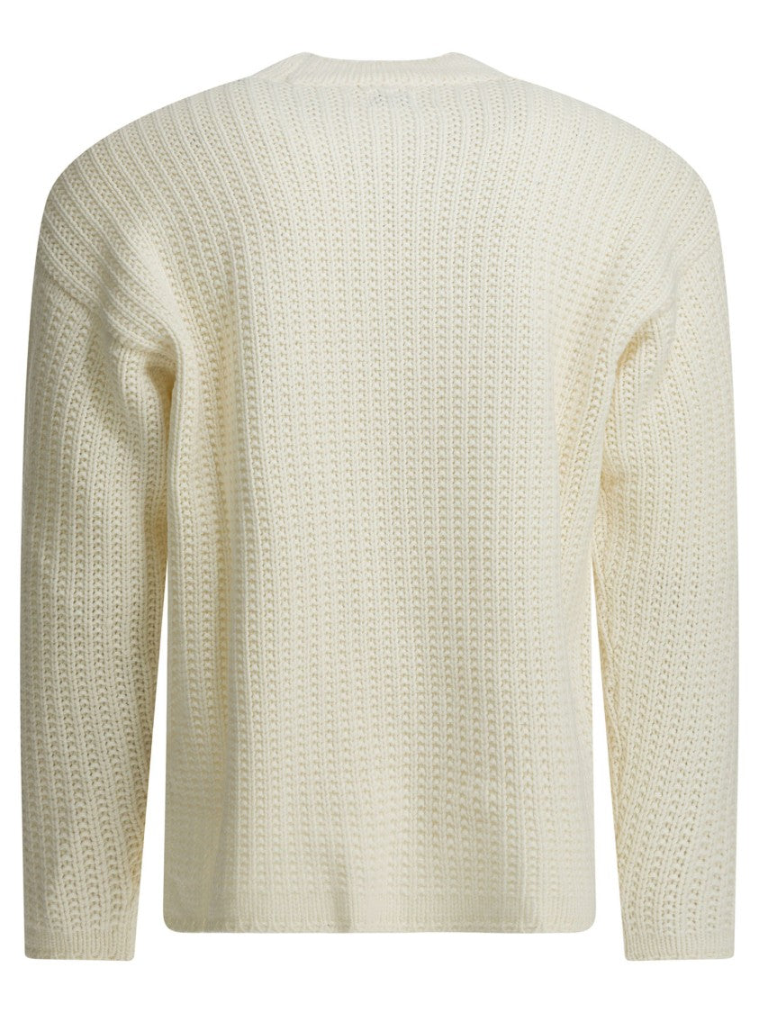 C.P. Company Textured Ribbed Knit Sweater With Classic Crew Neckline