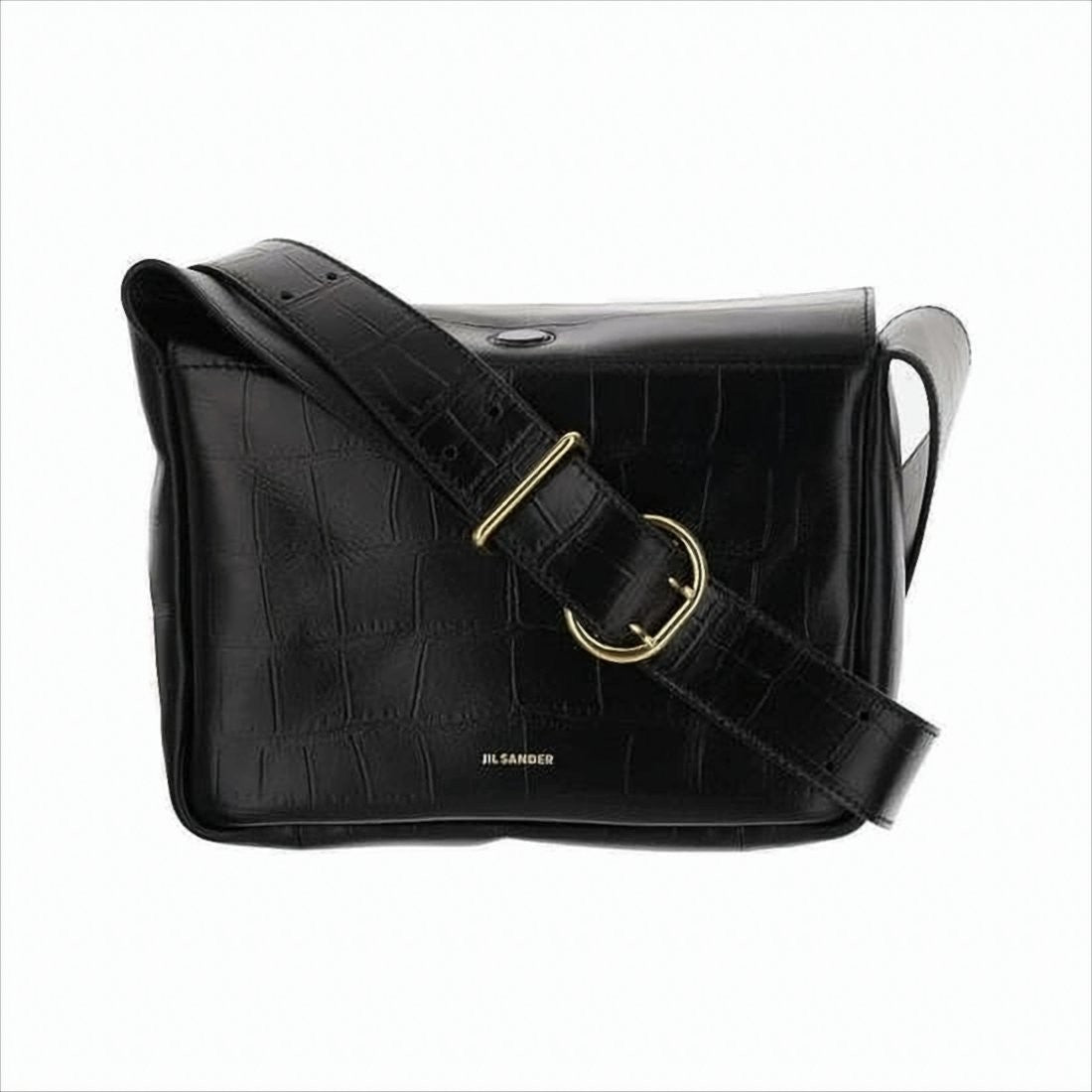 Jil Sander Structured Shoulder Bag With Embossed Crocodile Pattern