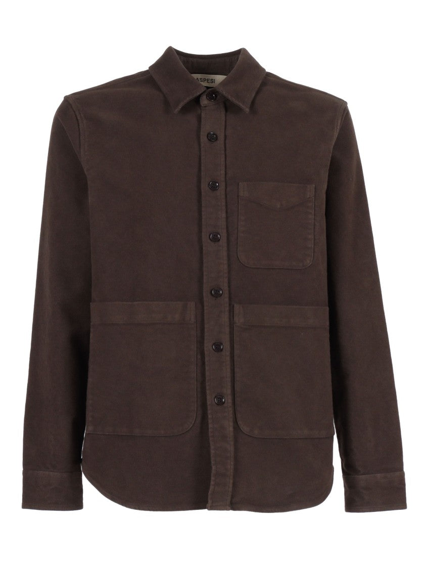 Aspesi Pointed Collar Button-Up Shirt With Single Chest Pocket