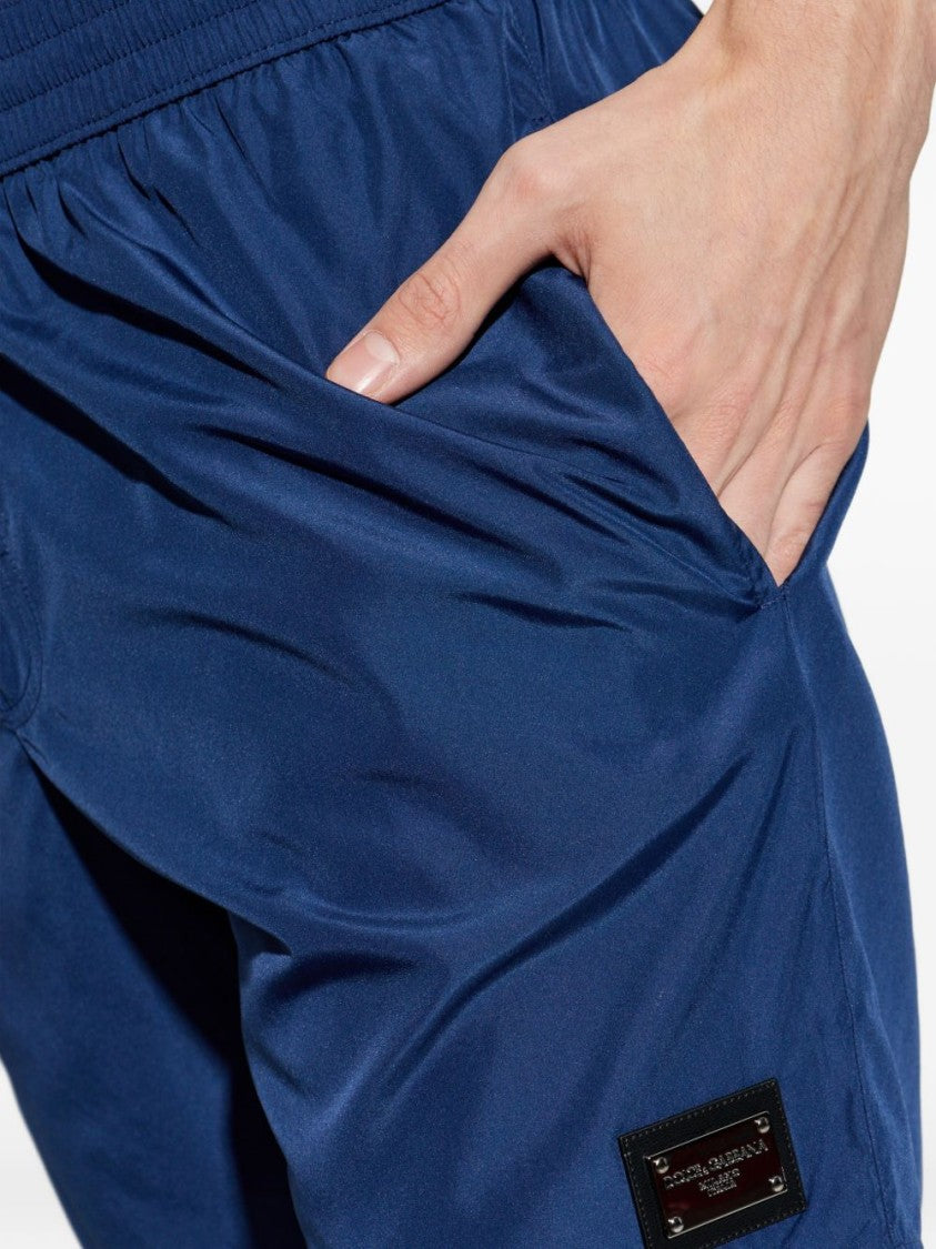 Dolce & Gabbana Deep Blue Elastic Waistband Swim Shorts