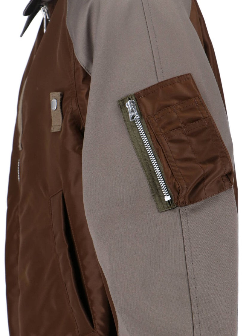 Sacai Structured Brown Jacket With Classic Front Closure