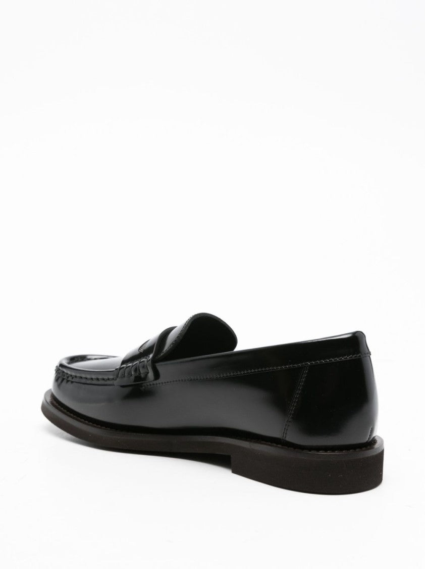 Brunello Cucinelli Polished Black Leather Loafers